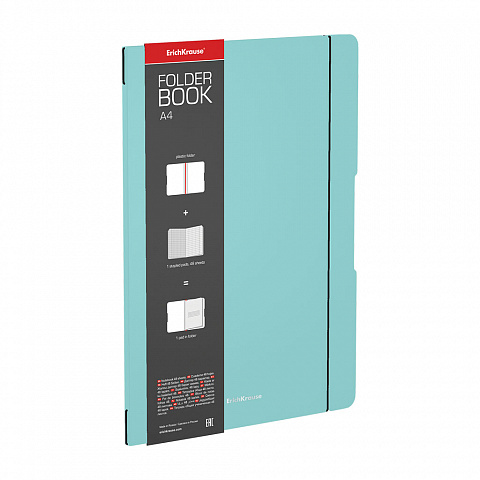 ТЕТРАДЬ ОБЩАЯ УЧЕНИЧЕСКАЯ В СЪЕМНОЙ ПЛАСТИКОВОЙ ОБЛОЖКЕ ERICHKRAUSE FOLDERBOOK PASTEL MINT, А4, 48