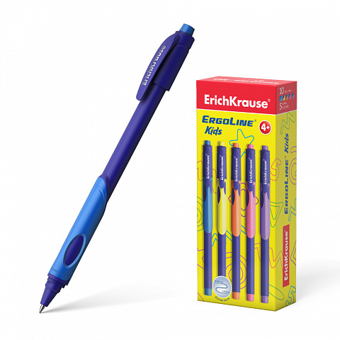 РУЧКА ШАРИКОВАЯ ERICHKRAUSE ERGOLINE KIDS, ULTRA GLIDE TECHNOLOGY, ЦВЕТ ЧЕРНИЛ СИНИЙ