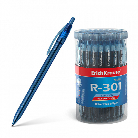 РУЧКА ШАРИКОВАЯ АВТОМАТИЧЕСКАЯ ERICHKRAUSE R-301 ORIGINAL MATIC 0.7, ЦВЕТ ЧЕРНИЛ СИНИЙ
