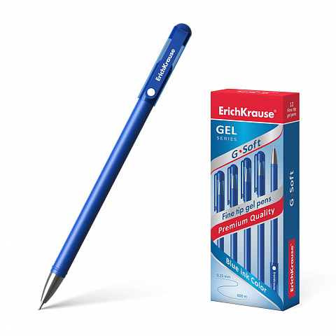 РУЧКА ГЕЛЕВАЯ ERICHKRAUSE G-SOFT STICK CLASSIC 0.38, ЦВЕТ ЧЕРНИЛ СИНИЙ
