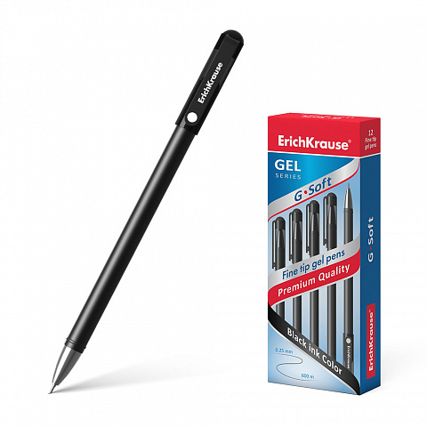 РУЧКА ГЕЛЕВАЯ ERICHKRAUSE G-SOFT STICK CLASSIC 0.38, ЦВЕТ ЧЕРНИЛ ЧЕРНЫЙ
