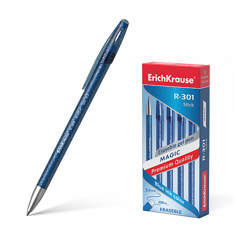 РУЧКА ГЕЛЕВАЯ СO СТИРАЕМЫМИ ЧЕРНИЛАМИ ERICHKRAUSE R-301 MAGIC GEL 0.5, ЦВЕТ ЧЕРНИЛ СИНИЙ