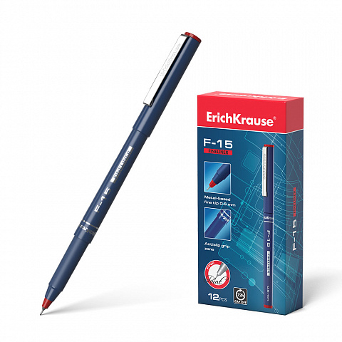 РУЧКА КАПИЛЛЯРНАЯ ERICHKRAUSE F-15 STICK CLASSIC, ЦВЕТ ЧЕРНИЛ КРАСНЫЙ