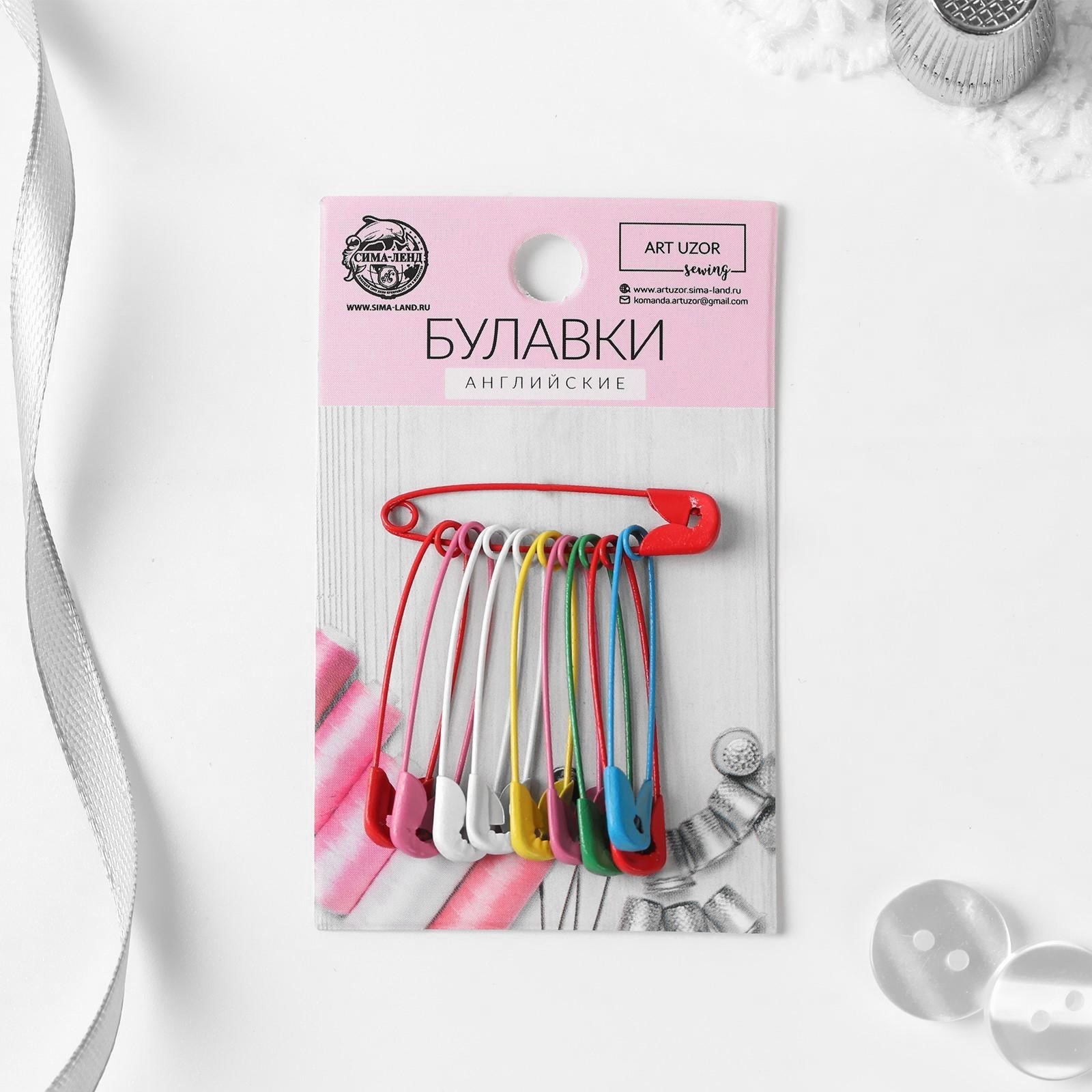 БУЛАВКИ АНГЛИЙСКИЕ 37 ММ, 10 ШТ, ЦВЕТ РАЗНОЦВЕТНЫЙ