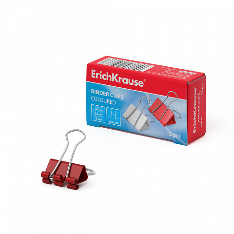 ЗАЖИМЫ ДЛЯ БУМАГ ERICHKRAUSE CLASSIC, 15ММ, АССОРТИ (В КОРОБКЕ ПО 12 ШТ.)