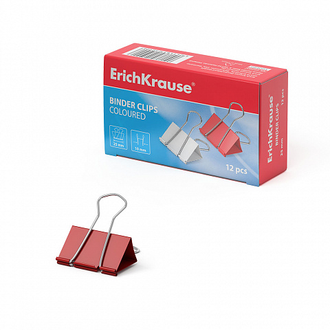 ЗАЖИМЫ ДЛЯ БУМАГ ERICHKRAUSE CLASSIC, 25ММ, АССОРТИ (В КОРОБКЕ ПО 12 ШТ.)