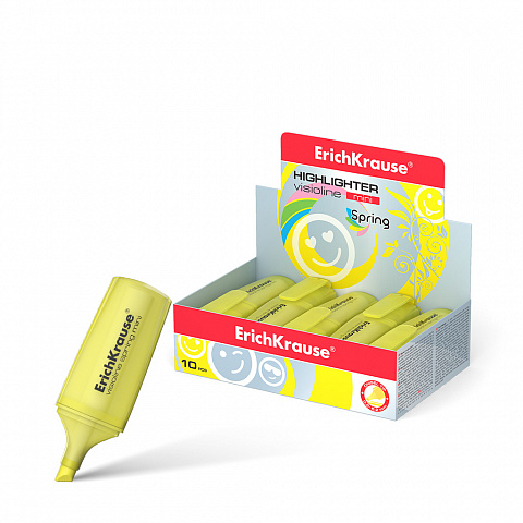 ТЕКСТМАРКЕР ERICHKRAUSE VISIOLINE MINI SPRING, ЦВЕТ ЧЕРНИЛ ЖЕЛТЫЙ
