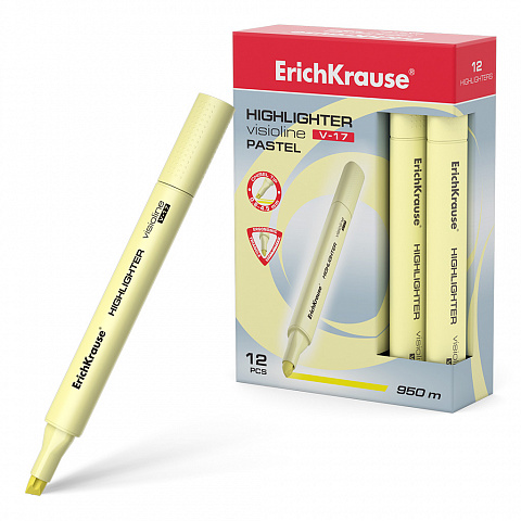 ТЕКСТМАРКЕР ERICHKRAUSE VISIOLINE V-17 PASTEL, ЦВЕТ ЧЕРНИЛ ЖЕЛТЫЙ