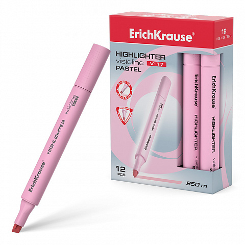 ТЕКСТМАРКЕР ERICHKRAUSE VISIOLINE V-17 PASTEL, ЦВЕТ ЧЕРНИЛ РОЗОВЫЙ