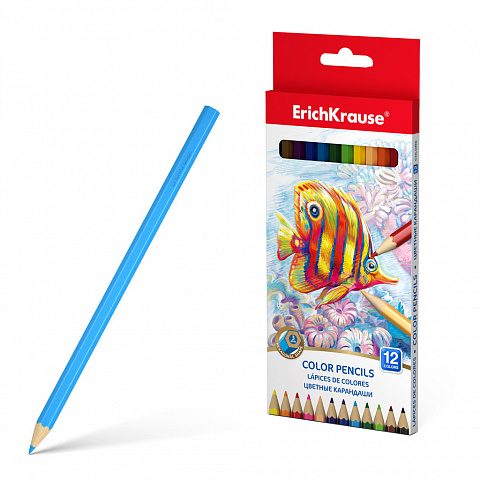 ЦВЕТНЫЕ КАРАНДАШИ ШЕСТИГРАННЫЕ ERICHKRAUSE 12 ЦВЕТОВ