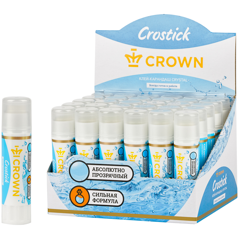 КЛЕЙ-КАРАНДАШ CROWN CRYSTAL, 08Г, КРИСТАЛЬНО-ЧИСТЫЙ, ПВП