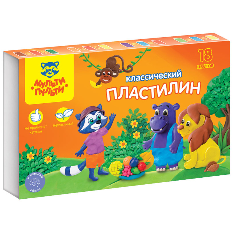 ПЛАСТИЛИН МУЛЬТИ-ПУЛЬТИ ПРИКЛЮЧЕНИЯ ЕНОТА, 18 ЦВЕТОВ, 360Г, СО СТЕКОМ, КАРТОН