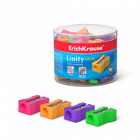 ПЛАСТИКОВАЯ ТОЧИЛКА ERICHKRAUSE UNITY NEON, ЦВЕТ КОРПУСА АССОРТИ