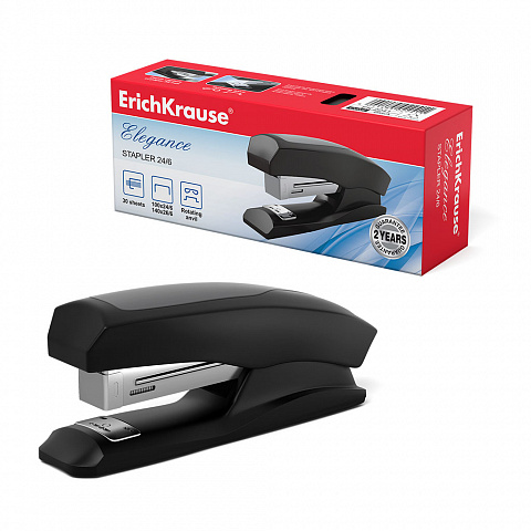 СТЕПЛЕР №24/6 HALF-STRIP ERICHKRAUSE ELEGANCE CLASSIC ДО 30 ЛИСТОВ, ЧЕРНЫЙ (В КОРОБКЕ ПО 1 ШТ.)