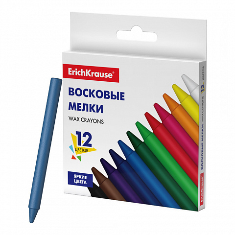 ВОСКОВЫЕ МЕЛКИ ERICHKRAUSE BASIC, 12 ЦВЕТОВ