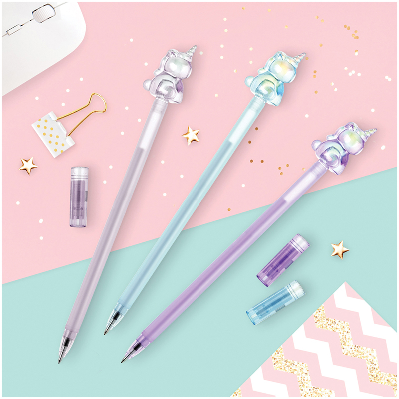 РУЧКА ШАРИКОВАЯ MESHU UNICORN СИНЯЯ, 0,7ММ, ПЕРЛАМУТР, СОФТ-ТАЧ, АССОРТИ, С ТОППЕРОМ