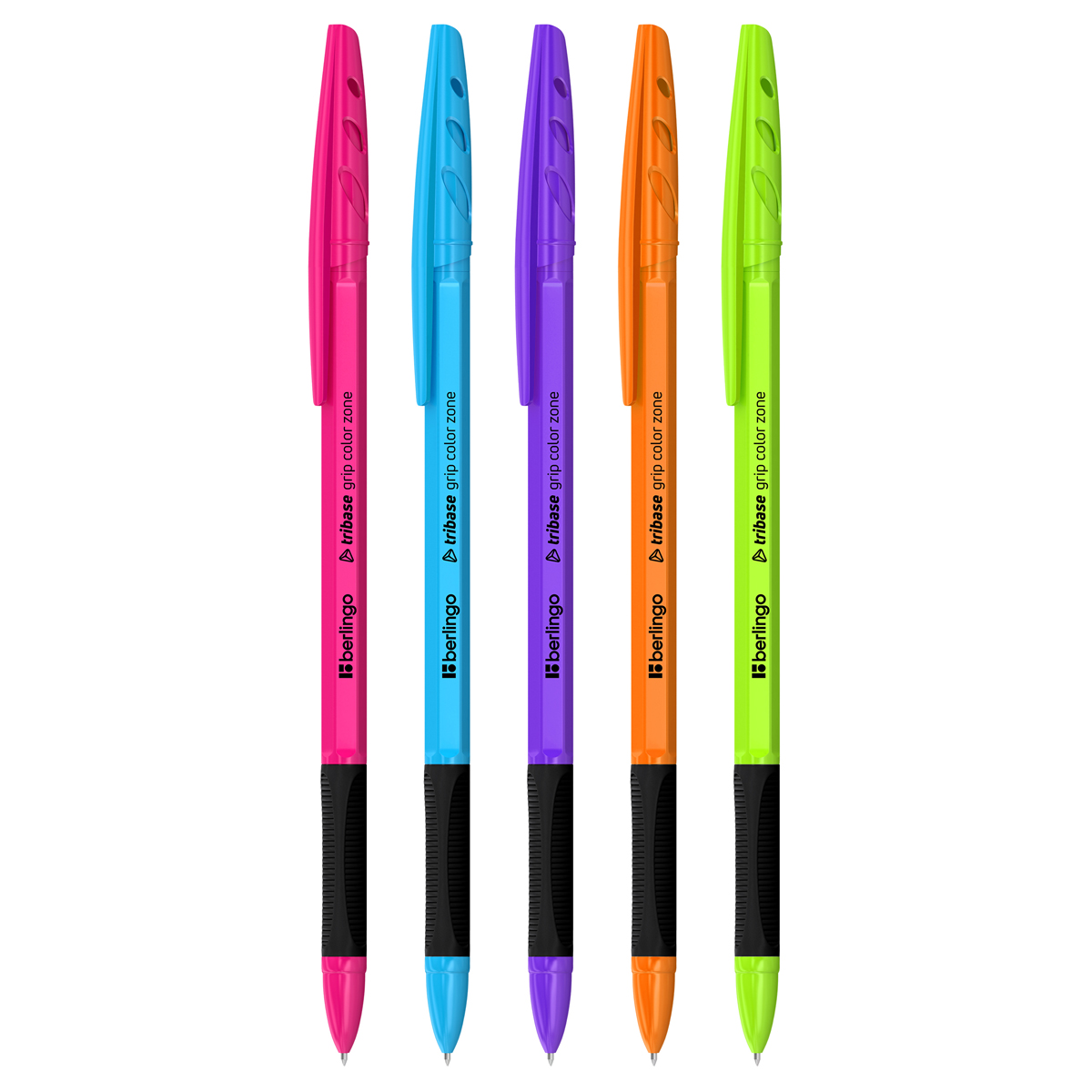 РУЧКА ШАРИКОВАЯ BERLINGO TRIBASE GRIP COLOR ZONE СИНЯЯ, 0,7ММ, ГРИП, АССОРТИ