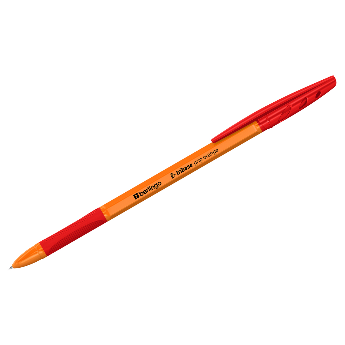 РУЧКА ШАРИКОВАЯ BERLINGO TRIBASE GRIP ORANGE КРАСНАЯ, 0,7ММ, ГРИП