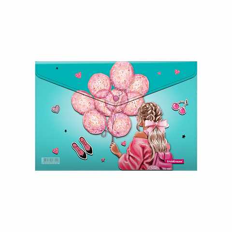 ПАПКА-КОНВЕРТ НА КНОПКЕ ПЛАСТИКОВАЯ ERICHKRAUSE GIRLY DAY, A4