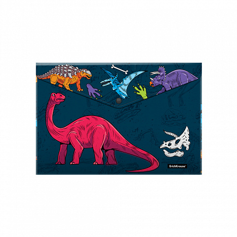 ПАПКА-КОНВЕРТ НА КНОПКЕ ПЛАСТИКОВАЯ ERICHKRAUSE DINO PLANET, A4