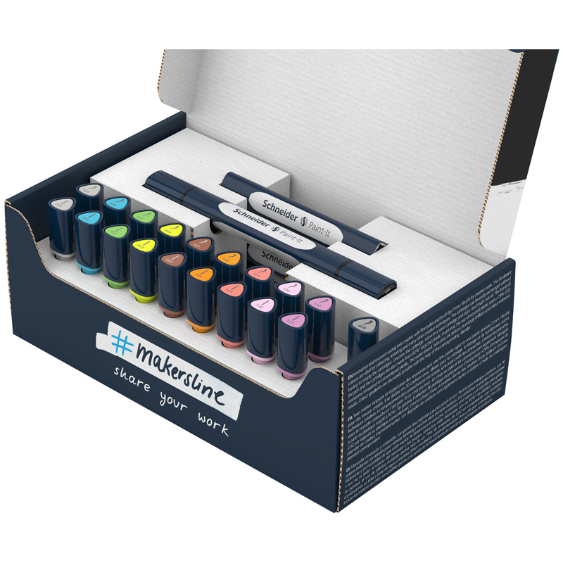 НАБОР ДВУХСТОРОННИХ МАРКЕРОВ-КИСТЕЙ SCHNEIDER TWINMARKER PAINT-IT 27 ПРЕДМЕТОВ, НА ВОДНОЙ ОСНОВЕ