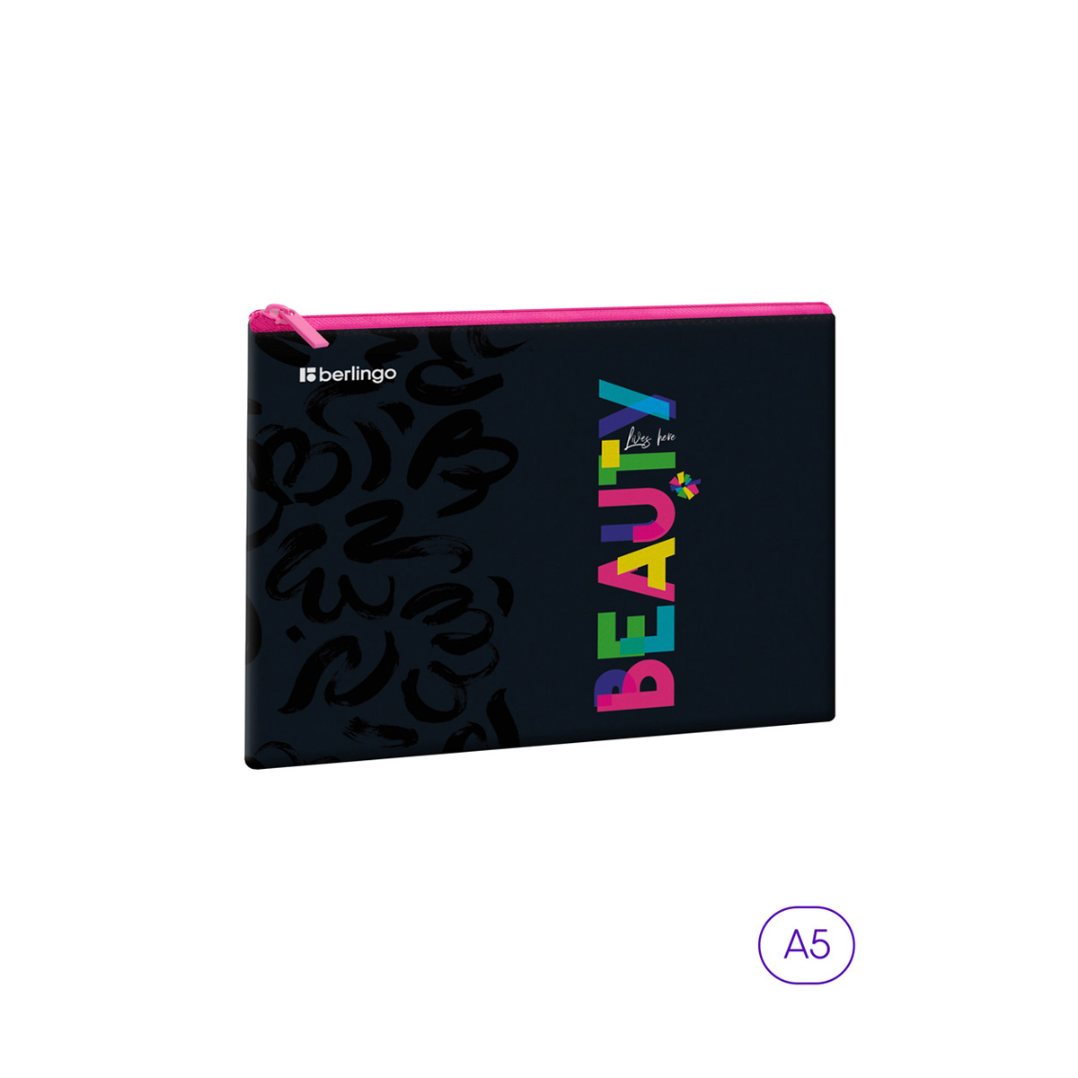 ПАПКА 1 ОТДЕЛЕНИЕ, А5 BERLINGO BEAUTY, 255*205ММ, ПВХ, НА МОЛНИИ
