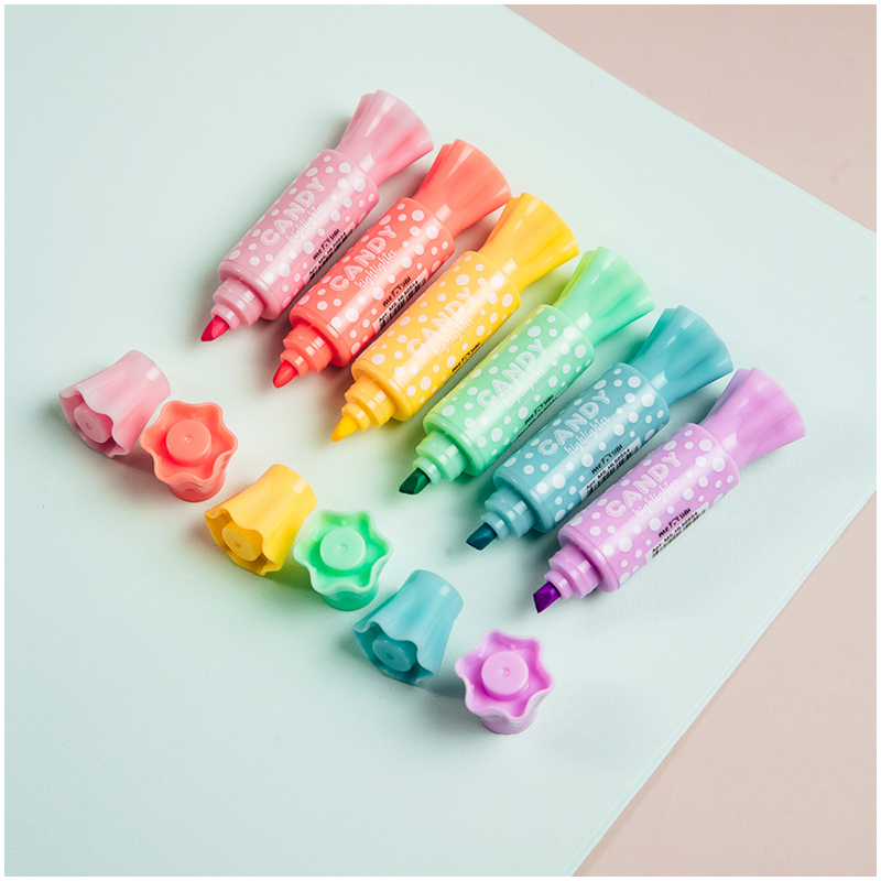 ТЕКСТОВЫДЕЛИТЕЛЬ ДВУСТОРОННИЙ MESHU CANDY МИНИ, АССОРТИ, ПУЛЕВИДНЫЙ/СКОШЕННЫЙ, 2/4ММ