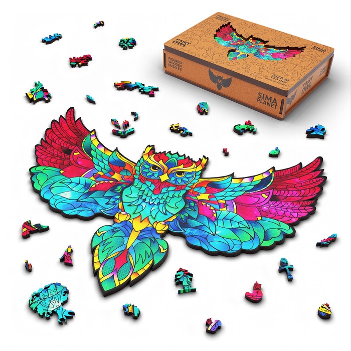 ПАЗЛ ФИГУРНЫЙ ДЕРЕВЯННЫЙ FAIRY OWL, РАЗМЕР 32Х23 СМ, 173 ДЕТАЛИ