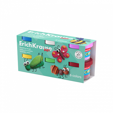 ТЕСТО ДЛЯ ЛЕПКИ ERICHKRAUSE BABY С АЛОЭ ВЕРА 6 ЦВЕТОВ ПО 35 Г
