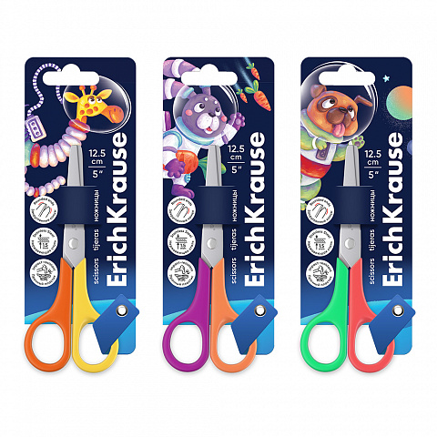 НОЖНИЦЫ ERICHKRAUSE FUNCUT SPACE ANIMALS, 12.5СМ, АССОРТИ (В БЛИСТЕРЕ ПО 1 ШТ.)