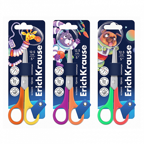 НОЖНИЦЫ ДЛЯ ЛЕВШЕЙ ERICHKRAUSE FUNCUT SPACE ANIMALS, 12.5СМ, АССОРТИ
