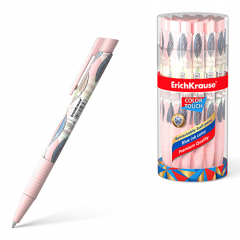 РУЧКА ШАРИКОВАЯ АВТОМАТИЧЕСКАЯ ERICHKRAUSE COLORTOUCH MATIC&GRIP FLORA 0.7, ЦВЕТ ЧЕРНИЛ СИНИЙ