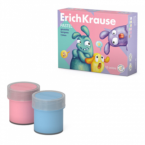 ГУАШЬ ERICHKRAUSE JOLLY FRIENDS PASTEL 12 ЦВЕТОВ ПО 20 МЛ (В КОРОБКЕ 12 ШТ)