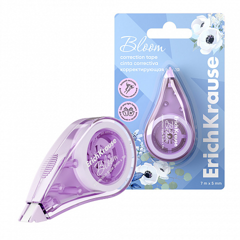 КОРРЕКТИРУЮЩАЯ ЛЕНТА ERICHKRAUSE PASTEL BLOOM, 5ММ Х 7М, АССОРТИ (В БЛИСТЕРЕ ПО 1 ШТ.)