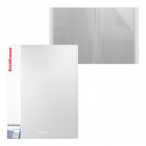 ПАПКА ФАЙЛОВАЯ ПЛАСТИКОВАЯ С КАРМАНОМ НА КОРЕШКЕ ERICHKRAUSE DIAMOND TOTAL WHITE, С 20 КАРМАНАМИ, A4