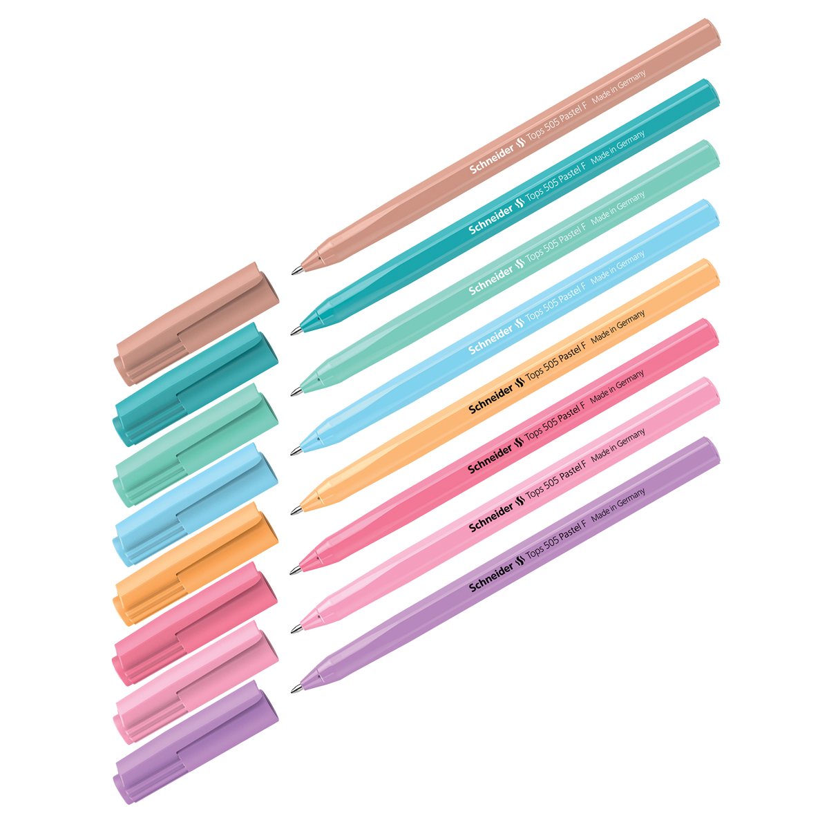 РУЧКА ШАРИКОВАЯ SCHNEIDER TOPS 505 F PASTEL СИНЯЯ, 0,8ММ, КОРПУС ПАСТЕЛЬ АССОРТИ