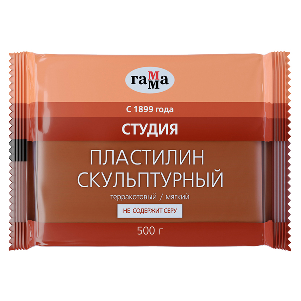 ПЛАСТИЛИН СКУЛЬПТУРНЫЙ ГАММА СТУДИЯ, ТЕРРАКОТОВЫЙ, МЯГКИЙ, 500Г, ПАКЕТ
