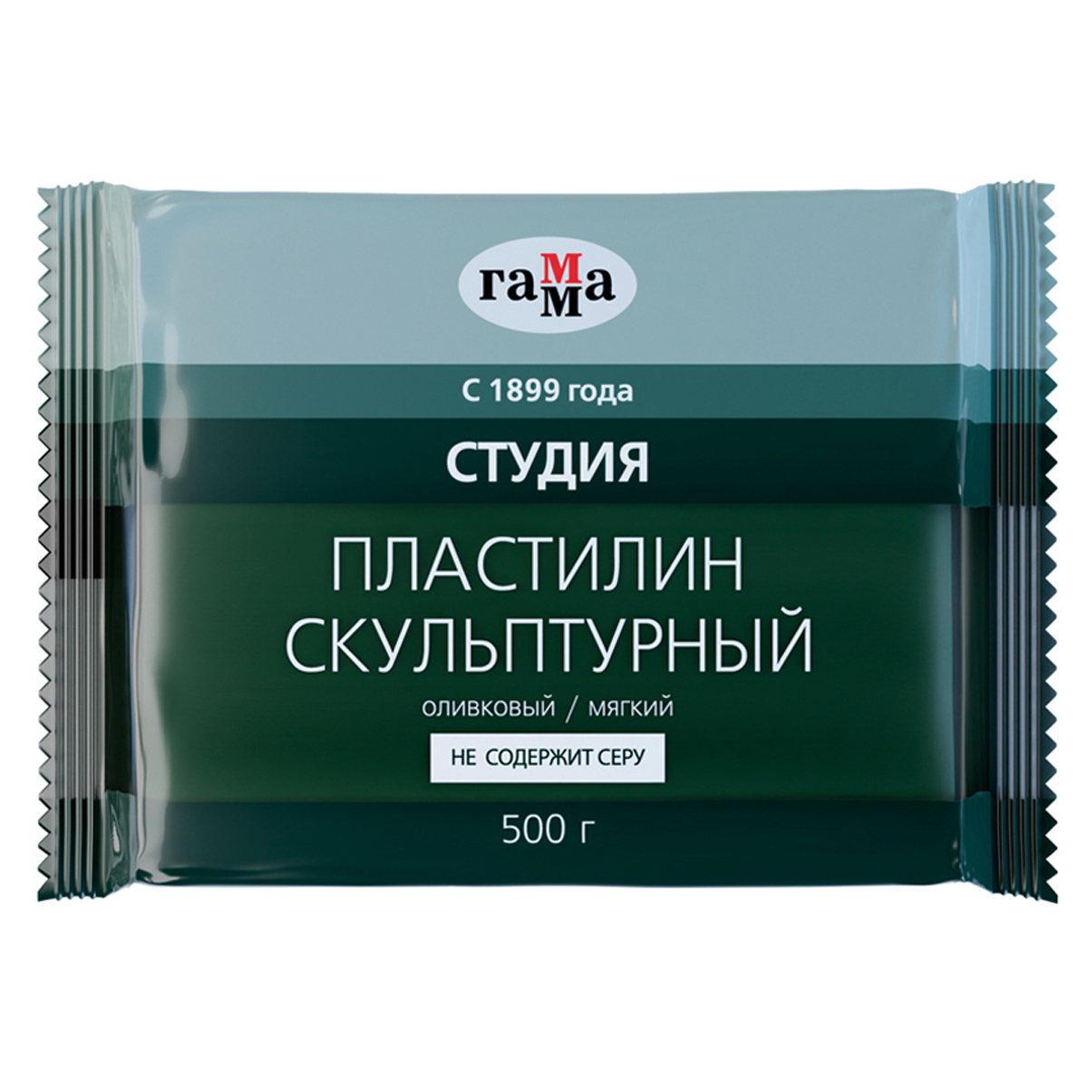 ПЛАСТИЛИН СКУЛЬПТУРНЫЙ ГАММА СТУДИЯ, ОЛИВКОВЫЙ, МЯГКИЙ, 500Г, ПАКЕТ