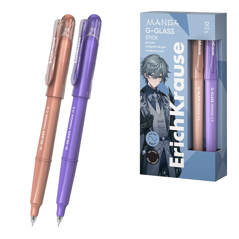РУЧКА ГЕЛЕВАЯ ERICHKRAUSE G-GLASS STICK MANGA 0.5, ЦВЕТ ЧЕРНИЛ ЧЕРНЫЙ